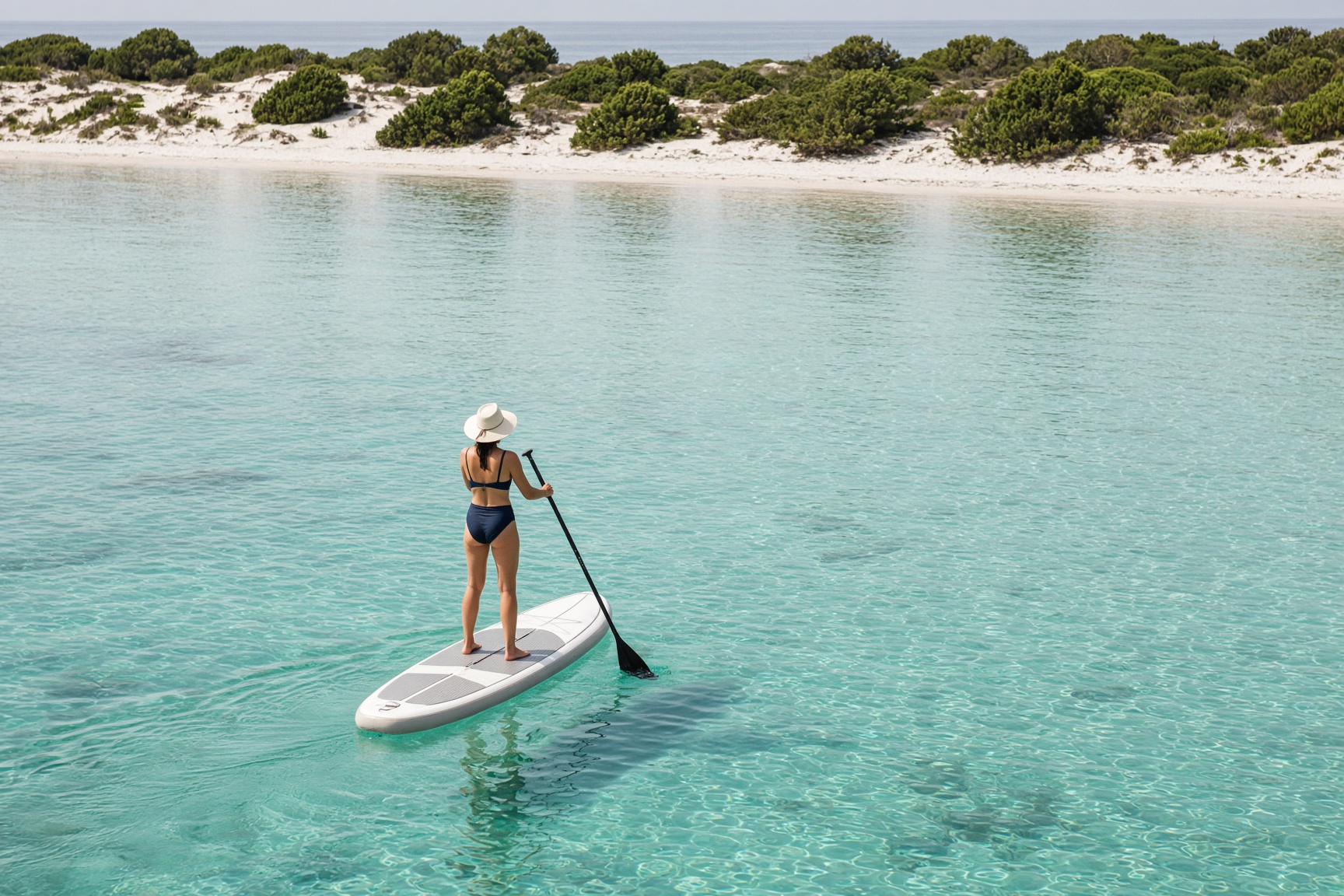 Paddleboard stop on a Formentera boat tour